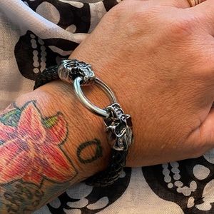 Black and silver skull bracelet